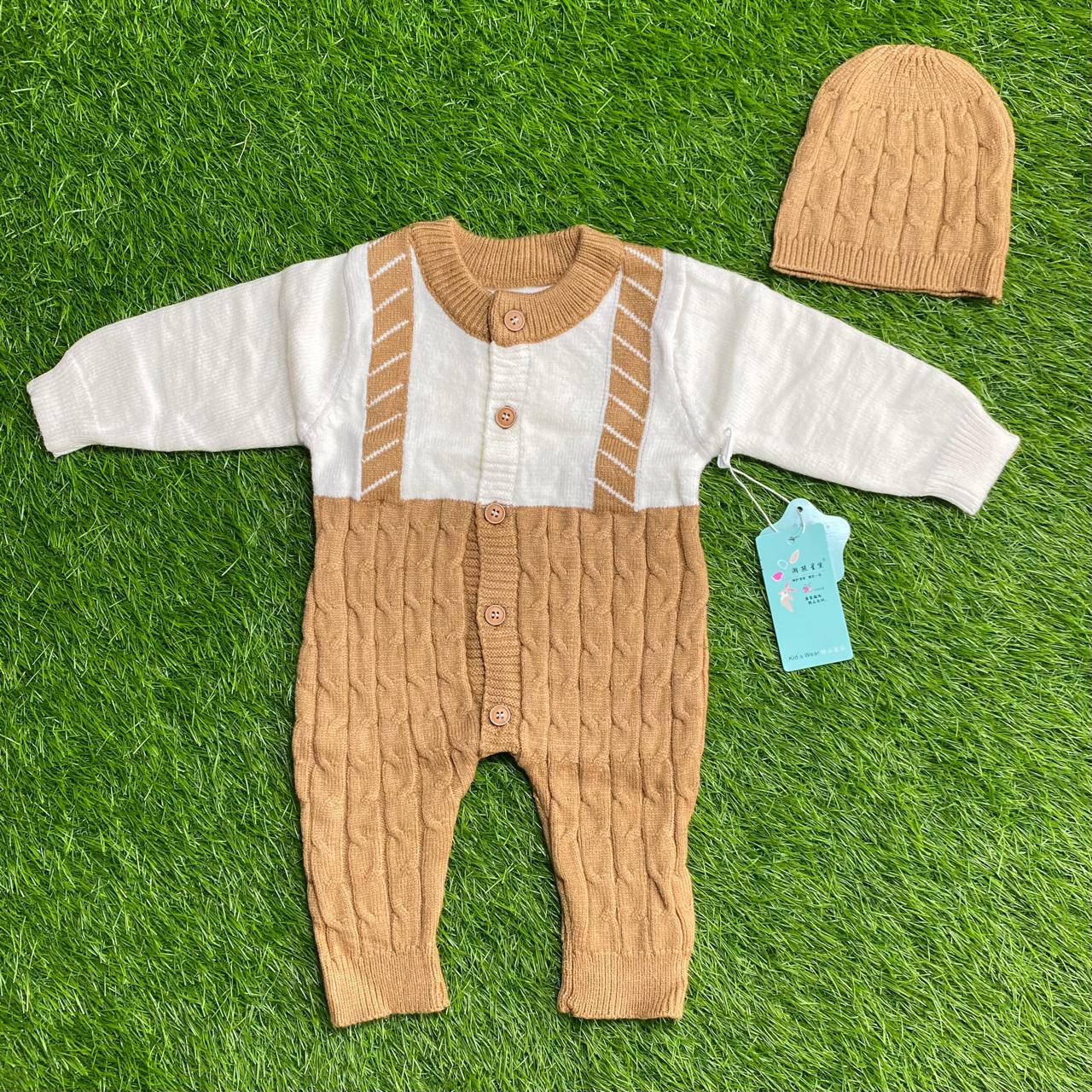 Woolen Romper With Cap