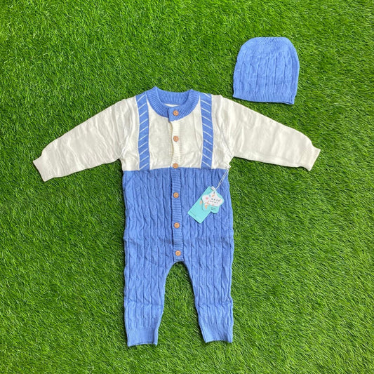 Woolen Romper With Cap