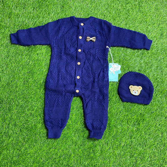 Woolen Romper With Cap